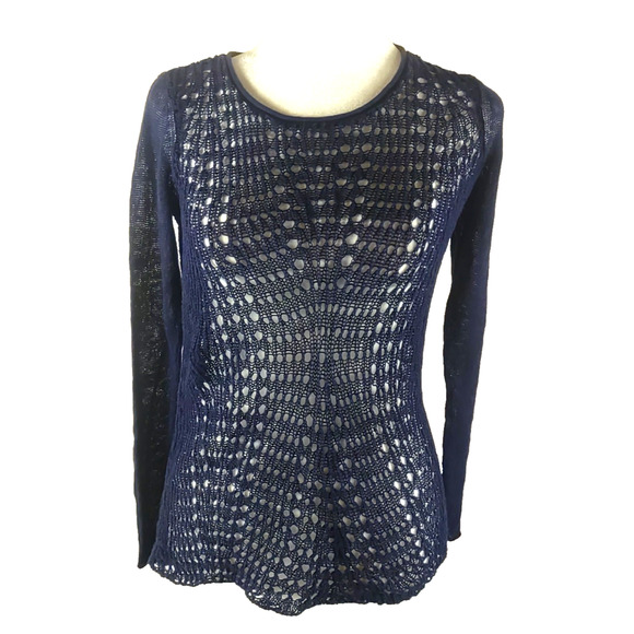 Eileen Fisher Women's Open Weave Sweater Size S Blue 100% Linen - Picture 1 of 11